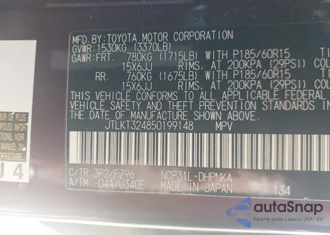 2005 Scion Xb Xb from USA, damaged, VIN JTLKT324850199148